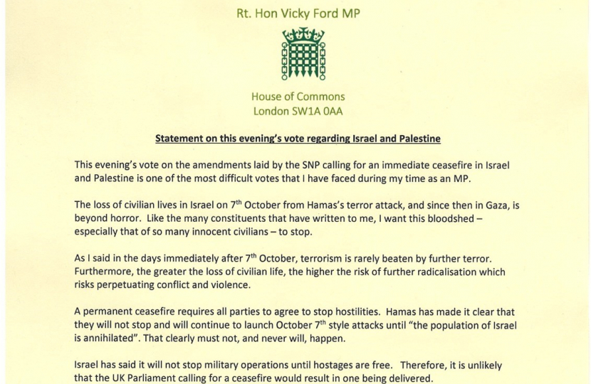 Statement on Israel/Palestine
