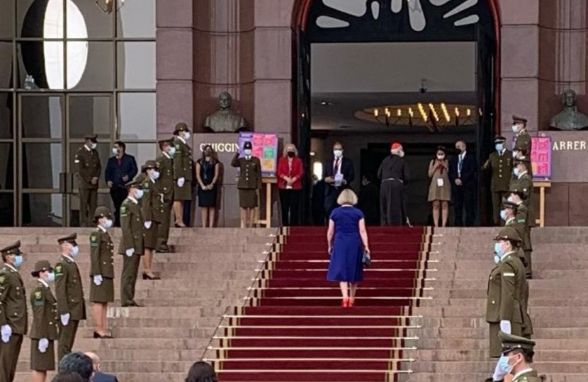 Arriving for Inauguration of Chilean President 