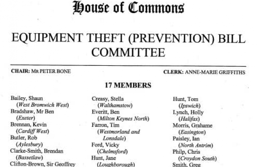 Equipment Theft Bill Committee 